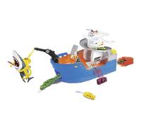 Dickie Toys Shark Attack Toy Boat Play Set with Carry Handle Including Vehicle and Helicopter Shark with Snap Function Crushable Submarine with Water Sprayer Shark Cage from 3 Years Size: 41 x 18.5 x