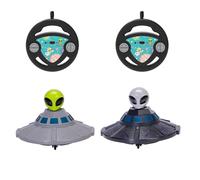 Dickie Toys UFO Bumper Set 2.4 GHz (14 cm), Remote Controlled Playset for Children from 6 Years, Crash Function, up to 6 km/h, 2 Remote Controls and 2 UFOs, Black Grey Green