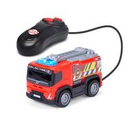 Dickie Toys Volvo FMX Fire Engine (13 cm), Fire Engine for Children from 3 Years, Cable Control, Ladder with Lifting Function, Light, Forward and Reverse Drive, Fire Brigade Toy, Red