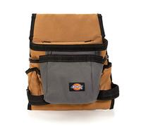 Dickies 8 Pocket Tool Belt Pouch Heavy Duty Canvas Tool Pouch for Right and Left Handed Users, 2" Loop and Snap Tab for Easy Attachment, Grey/Tan