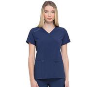 Dickies EDS Essentials, Mock Wrap Top Scrubs for Women with Four-Way Stretch and Moisture Wicking DK625, Navy, M
