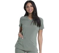 Dickies EDS Essentials Scrubs V-Neck Womens Tops with Four-Way Stretch and Moisture Wicking DK615 XS Olive