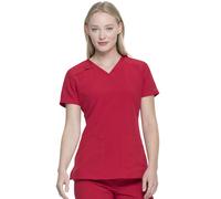 Dickies EDS Essentials Scrubs V-Neck Womens Tops with Four-Way Stretch and Moisture Wicking Plus Size DK615 4XL Red