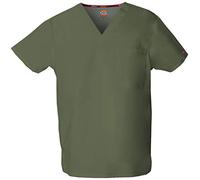 Dickies Men's Signature V-Neck Scrubs Shirt Medical, Olive, S