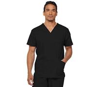 Dickies EDS Signature Scrubs for Men, Multi-Pocket V-Neck Scrub Top in Soft Brushed Poplin 81906, Black, Medium