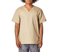Dickies EDS Signature Scrubs for Women and Scrubs for Men, Unisex One Pocket V-Neck Top in Soft Brushed Poplin 83706, Khaki, 3XL