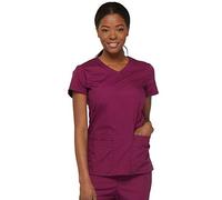Dickies EDS Signature Scrubs for Women, Contemporary Fit V-Neck Womens Tops in Soft Brushed Poplin 85906, Wine, XXL Plus