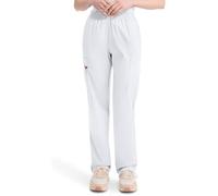 Dickies EDS Signature Scrubs for Women, Elastic Waist Pull-On Cargo Pants for Women in Soft Brushed Poplin 86106, White, XS