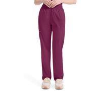 Dickies EDS Signature Scrubs for Women, Elastic Waist Pull-On Cargo Pants for Women in Soft Brushed Poplin 86106, Wine, S Petite