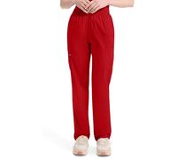 Dickies EDS Signature Scrubs for Women, Elastic Waist Pull-On Cargo Pants for Women in Soft Brushed Poplin 86106, Red, L Petite