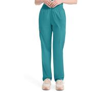 Dickies EDS Signature Scrubs for Women, Elastic Waist Pull-On Cargo Pants for Women in Soft Brushed Poplin 86106, Teal Blue, L Petite