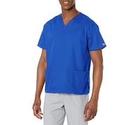 Dickies EDS Signature Scrubs for Women, V-Neck Womens Tops in Soft Brushed Poplin 86706, Royal, S