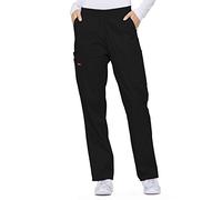 Dickies EDS Signature Women Scrubs Pant Natural Rise Tapered Leg Pull-on 86106, Black, XXS Petite