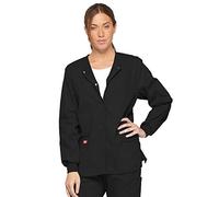 Dickies EDS Signature Women Warm Up Scrubs Jacket Snap Front 86306, Black, XL