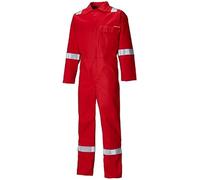 Dickies Everyday Flame Retardant Reflective Taped Coverall Overall Firechief High Visibility Lightweight FR24/7TP+ REGULAR LEG (M, RED)