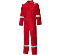 Dickies Everyday Flame Retardant Reflective Taped Coverall Overall Firechief High Visibility Lightweight FR24/7TP+ TALL LEG (M-Tall, Red)