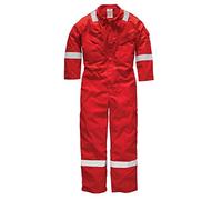Dickies Flame Retardant Boilersuit Pyrovatex Lightweight Coverall Hi Visibility REGULAR 30'' LEG Red FR5401 (40R)