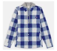 Dickies Flannel Shirt Jacket Surf Blue Fleece handwarmer pockets, hood
