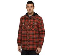 Dickies Fleece Hooded Flannel Shirt Red Ochre Size Extra Large Male