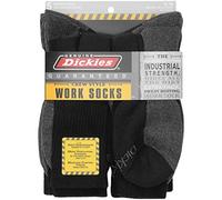 Dickies Genuine Mens 5-Pair Crew Work Socks, 5 Pair Black W/Grey, Large