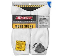 Dickies Genuine Mens 5-Pair Crew Style Work Socks - White with Grey (6-12), White, 4.5-12 UK