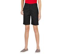 Dickies Girls' Flex Waist Slim Fit Flat Front Short, Black, 8