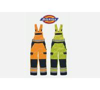 Dickies Industry Hi Viz Heavy Work Dungaree Overalls Bib Brace Trousers Sa30045 - Orange 30T