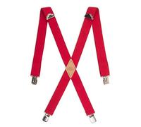 Dickies Men's 1 1/2 inch Solid Straight Clip Adjustable X Back Suspender, Red, One Size