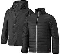 Dickies Men's 3 In 1 Jacket Breathable Waterproof Windproof Performance With Inner Puffer Jacket Coat Warm (S, Black)