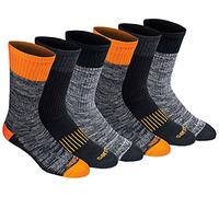Dickies Men's Big & Tall Dri-tech Moisture Control Crew Socks Multipack, Hi-Vis Orange Black (6 Pairs), Shoe Size: 15-17