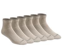 Dickies Men's Big & Tall Dri-tech Moisture Control Quarter Socks Multipack, Essential Worker Khaki (6 Pairs), Shoe Size: 12-15