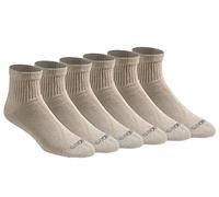 Dickies Men's Big & Tall Dri-tech Moisture Control Quarter Socks Multipack, Essential Worker Khaki (6 Pairs), Shoe Size: 15-17