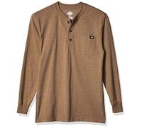 Dickies Men's Big-tall Long-sleeve Heavyweight Henley Shirt, Brown Duck Single Dye Heather, L Tall UK