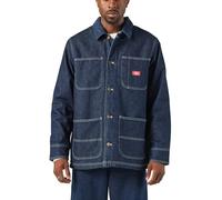 Dickie's Men's Blanket Lined Denim Chore Coat, Rinsed Indigo Blue, XL