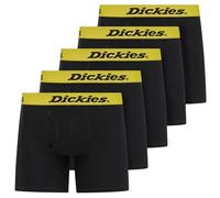 Dickies Mens Boxer Briefs Cotton Underwear for Men 5 Pack, All Black - Contrast Waistband, XL