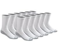 Dickies Men's Dri-Tech Comfort Crew Socks, White, 12 Pair
