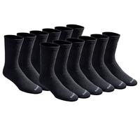 Dickies Men's Dri-Tech Essential Moisture Control Crew Socks, Available in M-XXL (6, 12 Pairs), Solid Black (12 Pairs), X-Large