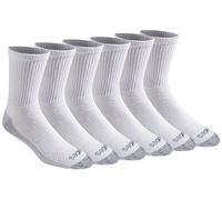 Dickies Men's Dri-tech Moisture Control 6-Pack Crew Socks, Comfort Length White (6 Pairs), Large (Pack of 12)