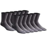 Dickies Men's Dri-tech Moisture Control Crew Socks (6, Comfort Length Charcoal (12 Pairs), Shoe Size: 6-12