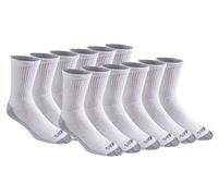 Dickies Men's Dri-tech Moisture Control Crew Socks - Comfort Length (6 & 12 Pairs), White (12 Pairs), Shoe Size: 6-12