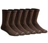Dickies Men's Dri-tech Moisture Control Crew Socks Multipack, Essential Worker Brown (6 Pairs), Shoe Size: 6-12
