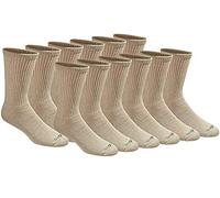 Dickies Men's Dri-tech Moisture Control Crew Socks Multipack, Essential Worker Khaki (12 Pairs), Shoe Size: 12-15