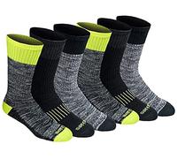 Dickies Men's Dri-tech Moisture Control Crew Socks Multipack, Hi-Vis Orange Black (6 Pairs), Shoe Size: 12-15