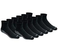 Dickies Men's Dri-tech Moisture Control Quarter Socks, Available in M-XXL (6, 18, Black (12 Pairs), Medium (Pack of 12)