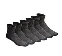 Dickies Men's Dri-tech Moisture Control Quarter Socks Multipack, Charcoal (6 Pairs), Shoe Size: 15-17