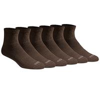 Dickies Men's Dri-tech Moisture Control Quarter Socks Multipack, Essential Worker Brown (6 Pairs), Shoe Size: 6-12