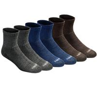 Dickies Men's Dri-tech Moisture Control Quarter Socks Multipack, Grey/Blue/Brown (6 Pairs), Shoe Size: 5-9
