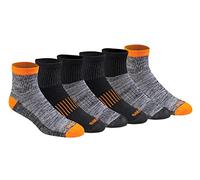 Dickies Men's Dri-tech Moisture Control Quarter Socks Multipack, Hi-vis Orange Black (6 Pairs), Shoe Size: 5-9