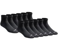 Dickies Men's Dri-tech Moisture Control Quarter Socks Multipack, Solid Black (12 Pairs), Shoe Size: 6-12