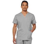 Dickies Men's EDS Signature V-Neck Scrub Top Medical Shirt, Grey, Medium